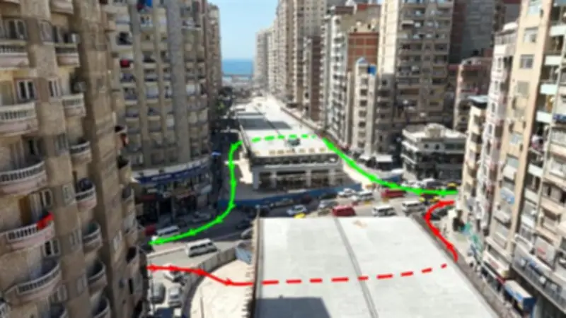 غلق جزئي بشارع جمال عبد الناصر بالإسكندرية لأعمال كوبري محمد نجيب