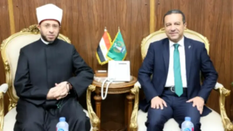 محافظ المنوفية يستقبل وزير الأوقاف لافتتاح المسجد القبلي بمنوف في العيد القومي