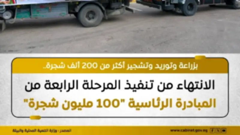 الوزراء يعلن زراعة أكثر من 200 ألف شجرة في المرحلة الرابعة من مبادرة 100 مليون شجرة