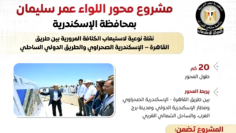 مجلس الوزراء: محور اللواء عمر سليمان شريان حيوي لشبكة طرق الإسكندرية