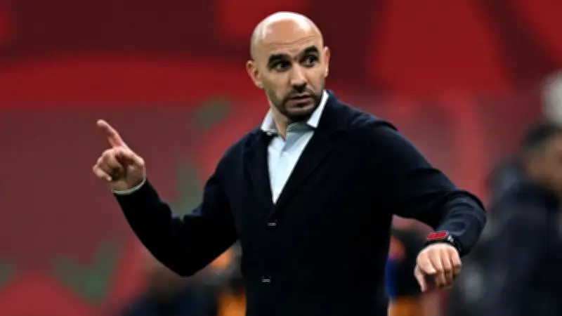 الركراكي يحتفل بتأهل المغرب على حساب هولندا في كأس العالم 2026
