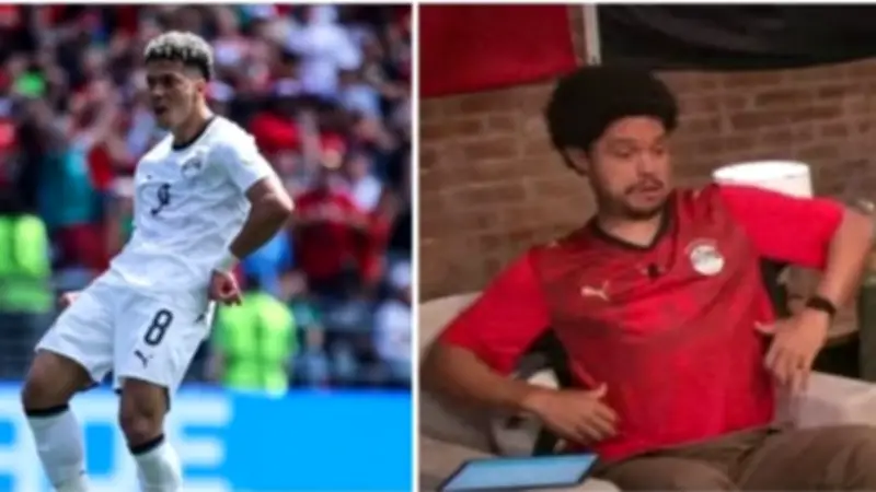 تريفور نوح يحتفل بهدف إمام عاشور ويرتدي قميص منتخب مصر في كأس العالم