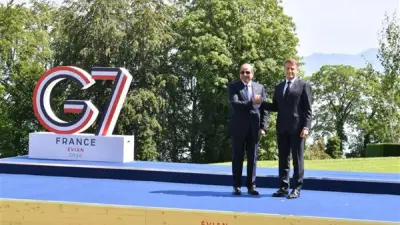 6 صور ترصد الساعات الأولى من نشاط السيسي في قمة G7 بإيفيان
