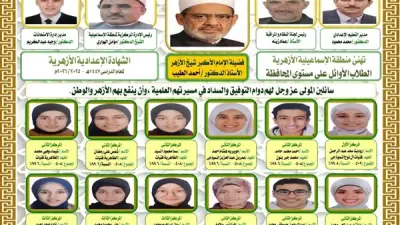 إعلان أوائل الشهادتين الابتدائية والإعدادية الأزهرية بالإسماعيلية