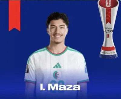 إبراهيم مازة يحصد جائزة أفضل لاعب في مباراة الجزائر والأردن