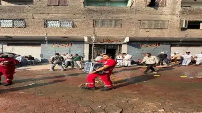 الهلال الأحمر يقدم الإسعافات الأولية والدعم النفسي لمصابي حريق منشية ناصر