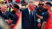 بالأحضان.. لقطة رائعة بين محمد صلاح وأنشيلوتي في مباراة البرازيل ومصر