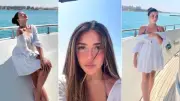سارة سلامة تخطف الأنظار بفستان قصير في جلسة تصوير بحرية جديدة